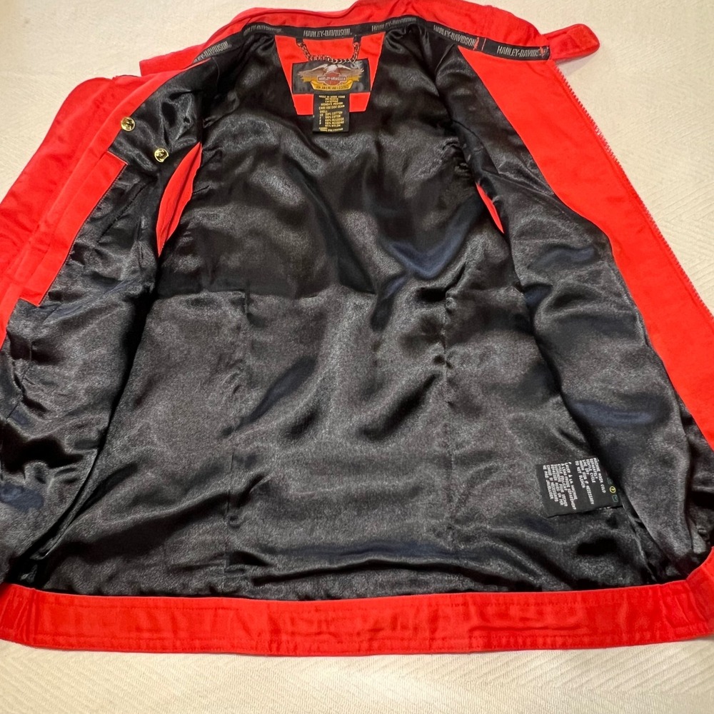 Harley Davidson‎ Vintage 90s Orange Motorcycle Vest Womens Medium - Picture 8 of 9